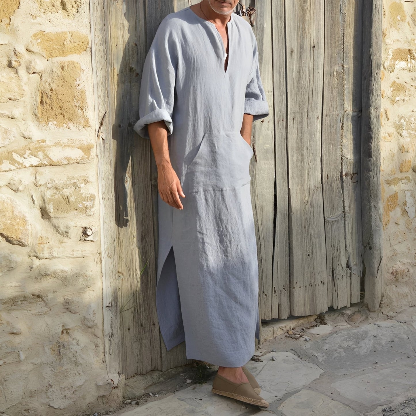 Herren Langhemdkleid Oversized mit Schlitz Elegantes Design