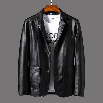 Herren Lederblazer Slimfit Schwarz - Norvielle