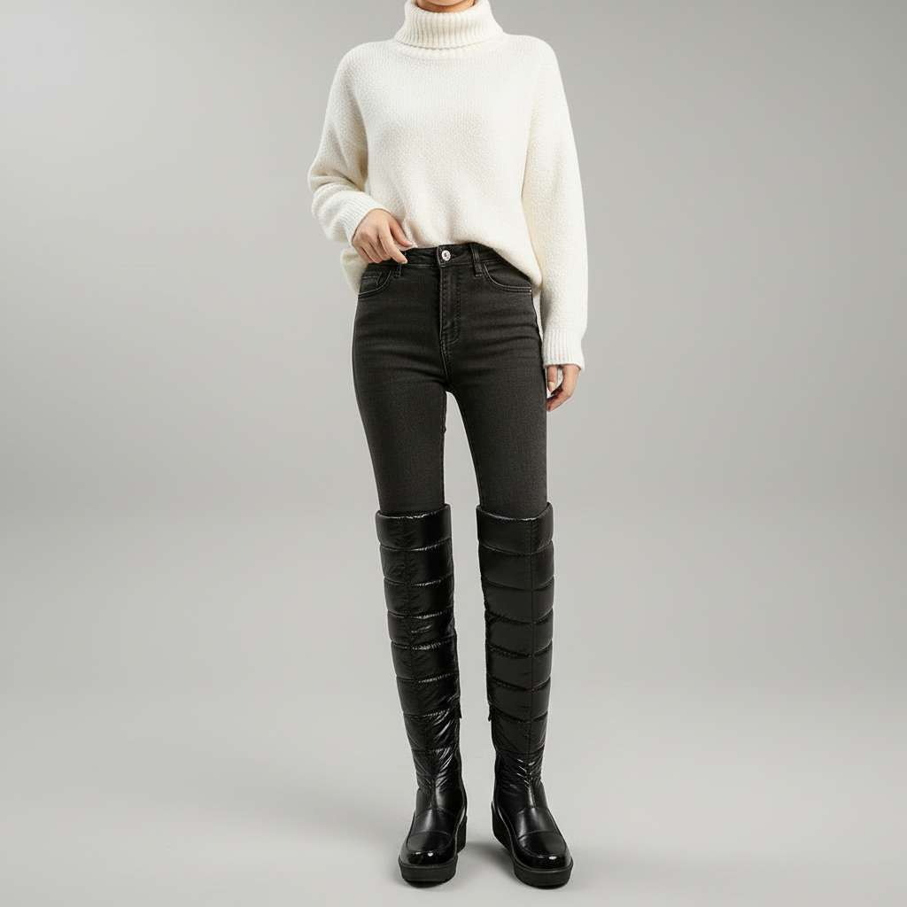 Damen Overknee Stiefel Gefüttert Warm