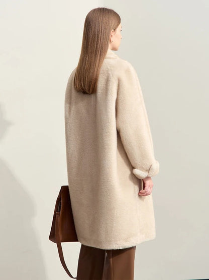 Damen Wollmantel Doppelöffnung Winter