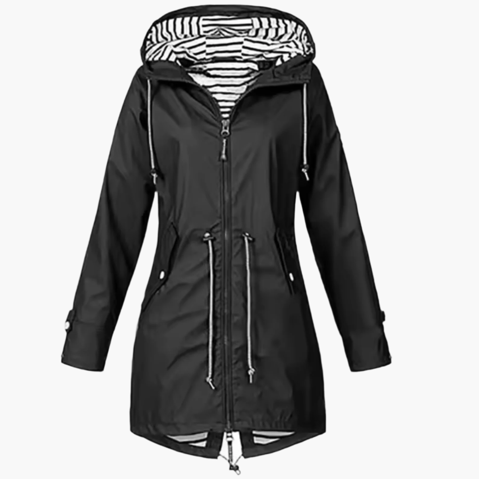 Wasserdichte Regenjacke Damen Herren Kapuze Schwarz - Norvielle