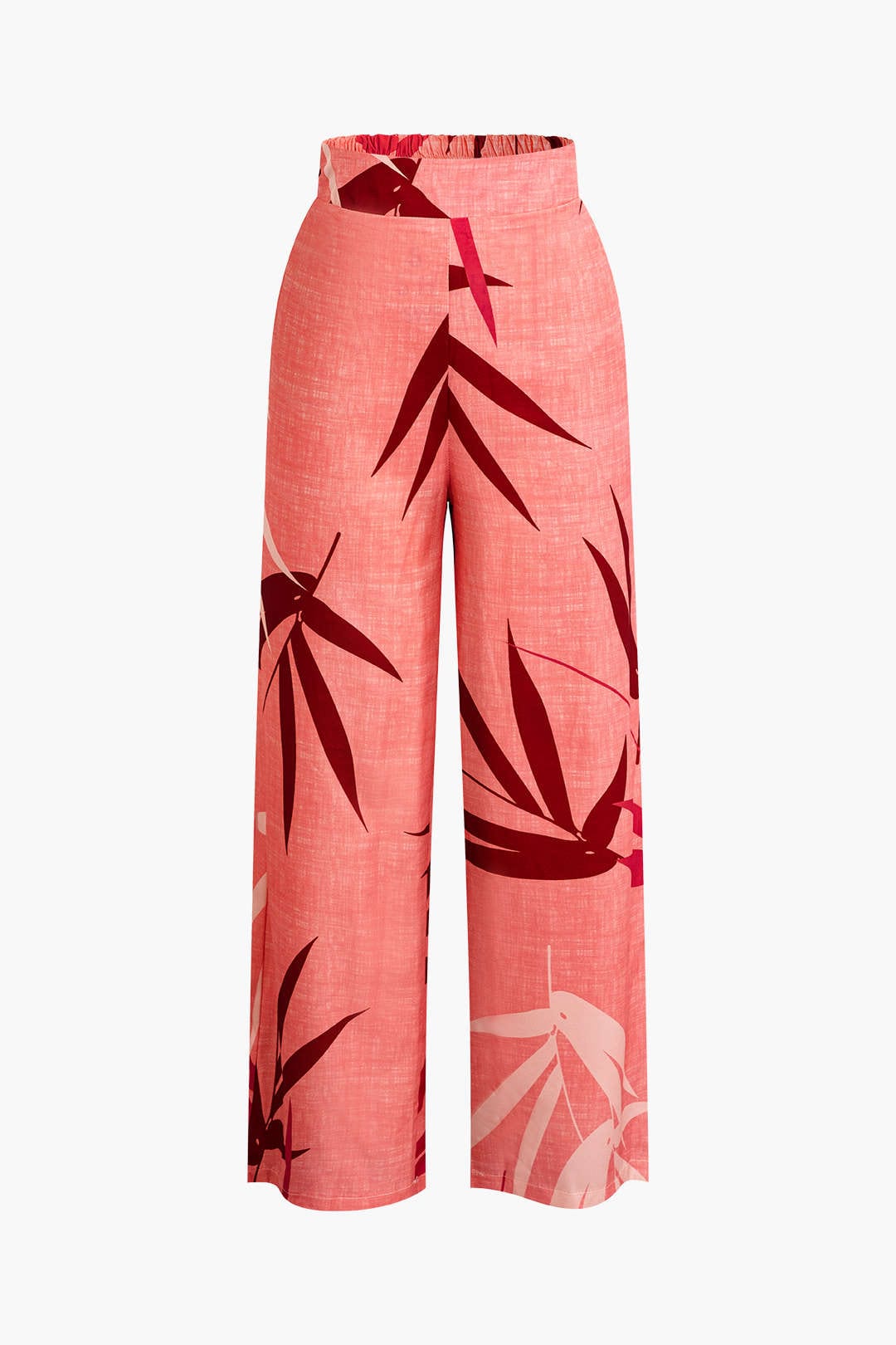 Damen Zweiteiler Baumwolle Knoten-Oberteil Bambus-Print-Hose