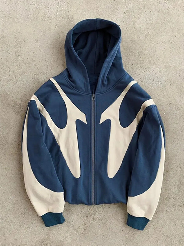 Herren Hoodie Übergroß Kontrastfarben Langärmlig Y2K Stil