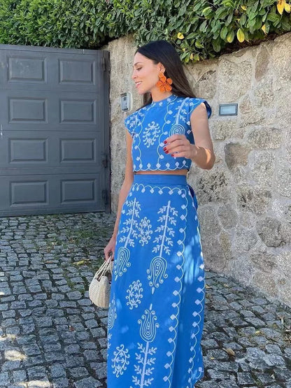 Damen Zweiteiliges Outfit Set Crop Wickelrock
