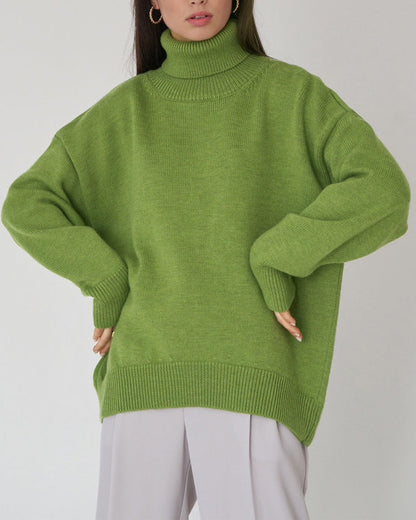 Damen Oversize Pullover Groß Lässig High Neck