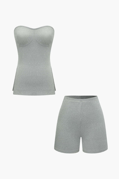 Damen Zweiteiler Set Bustier und Shorts