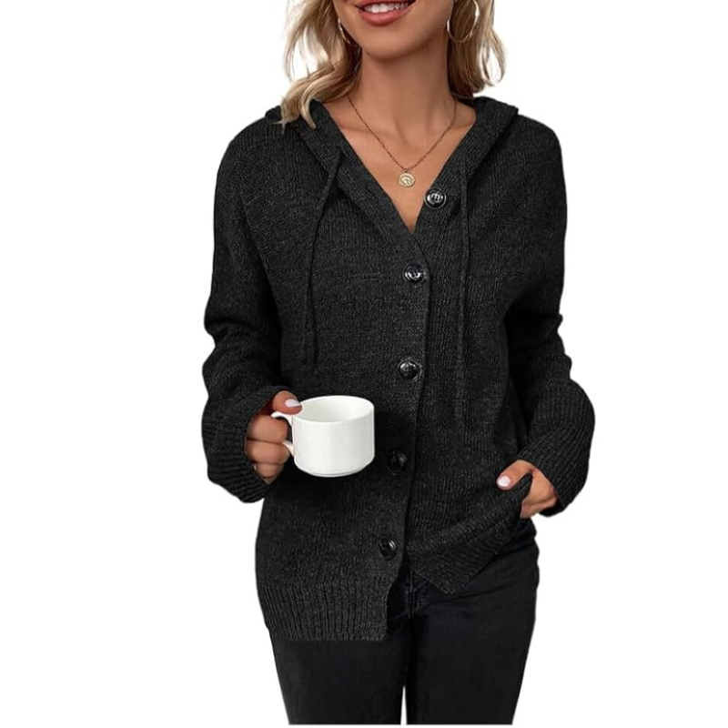 Damen Cardigan Schal Strick Modern Mit Knöpfen - Norvielle
