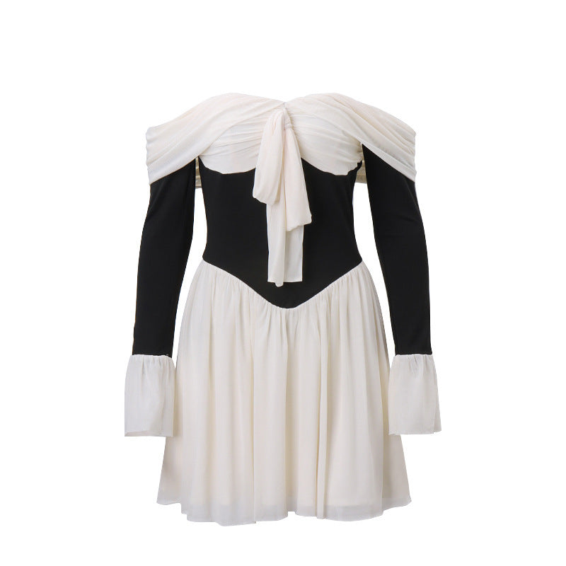 Damen Off-Shoulder Minikleid Mit Schleife