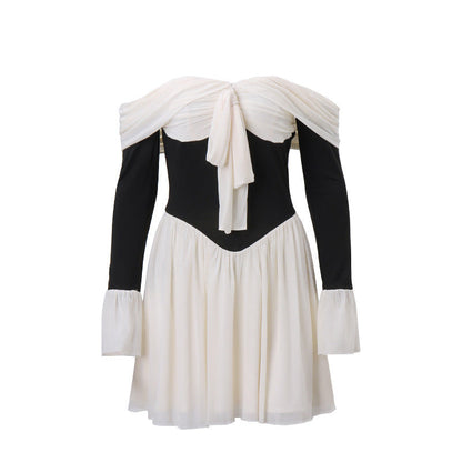 Damen Off-Shoulder Minikleid Mit Schleife
