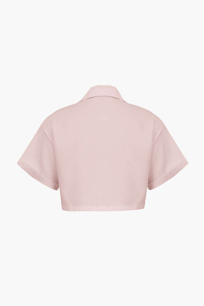 Damen Kurzarmshirt Crop Modern mit Kragen