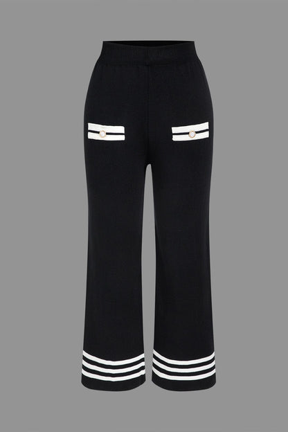 Damen Strick-Zweiteiler Cropped Cardigan Hose