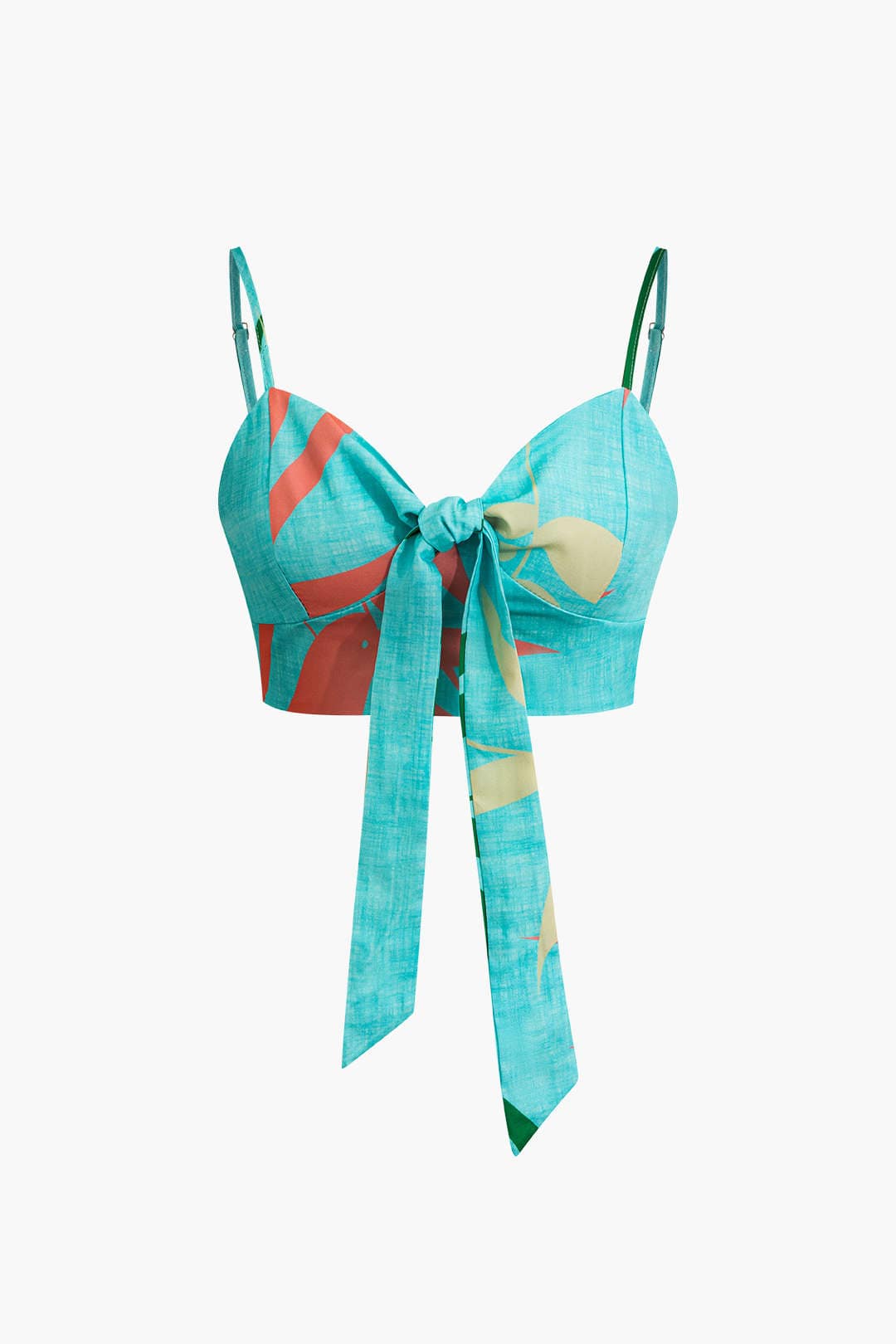 Damen Zweiteiler Baumwolle Knoten-Oberteil Bambus-Print-Hose