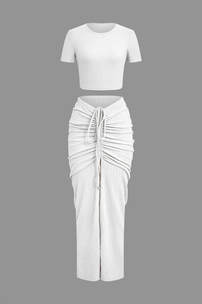 Damen Zweiteiliges Set Raffung Bekleidung