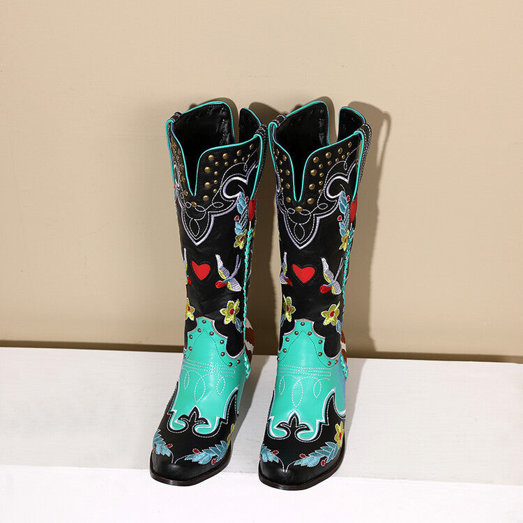 Damen Westernstiefel Stilvoll Leder Braun