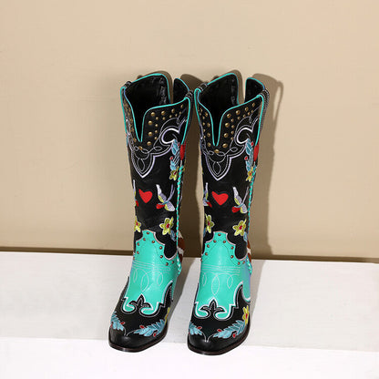 Damen Westernstiefel Stilvoll Leder Braun
