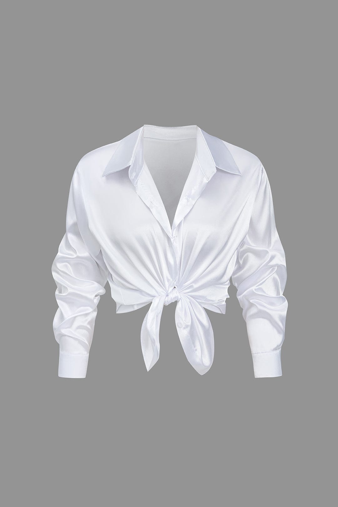 Damenbluse Langarm Seiden-Satin Elegante Bluse