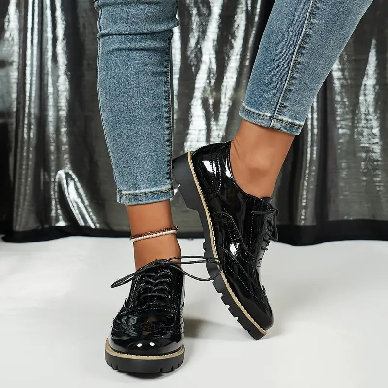 Damen Lederschuhe Hochglanz