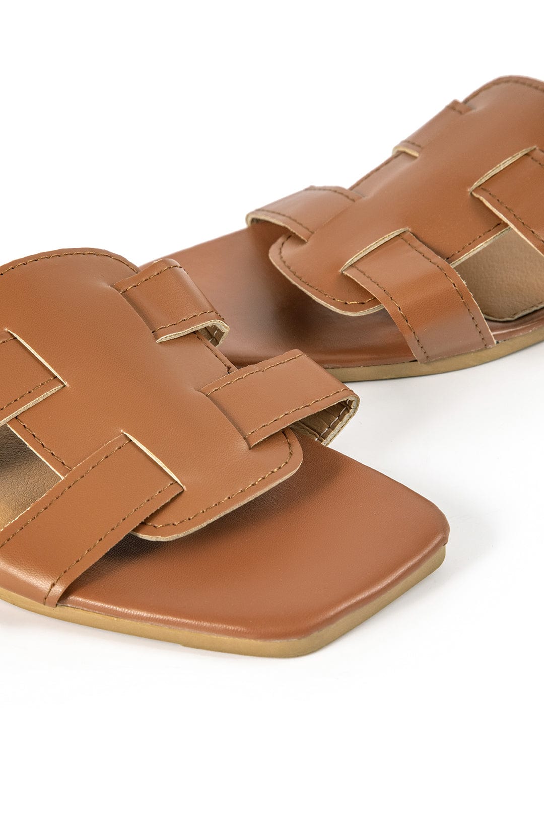 Damen Slides Braun Cut-Out-Design Elegant