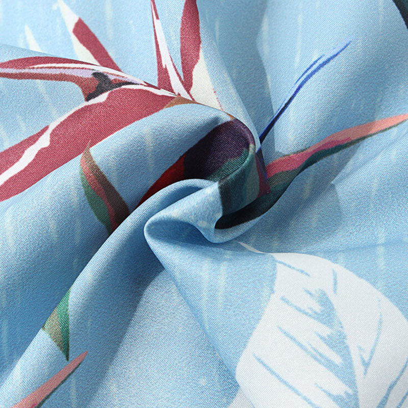 Herren Kurzarmhemd Blumenmuster Sommer Weiss