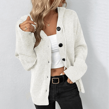 Damen Cardigan Schal Strick Modern Mit Knöpfen