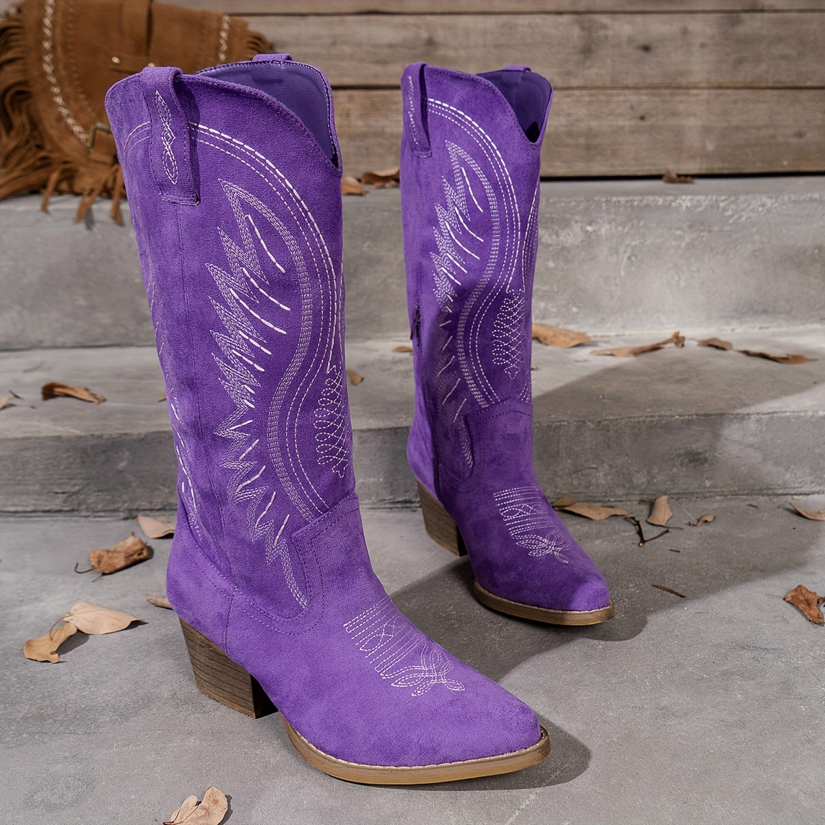 Damen Cowboystiefel Wildleder Braun