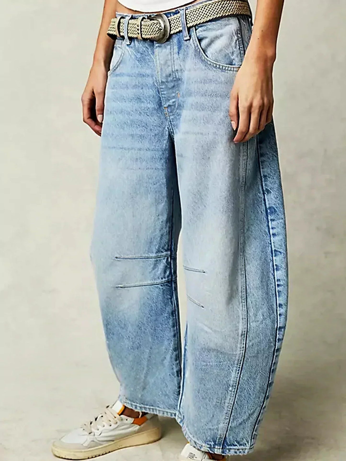 Damen Weitbein Jeans Bedruckt Trendy