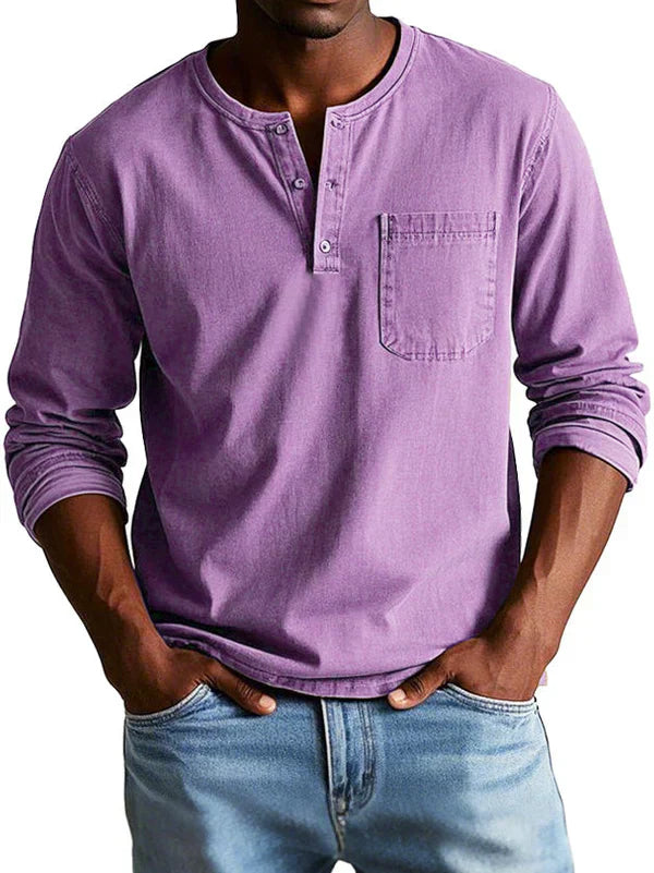 Herren Langarmshirt Bequem Baumwolle Lässig