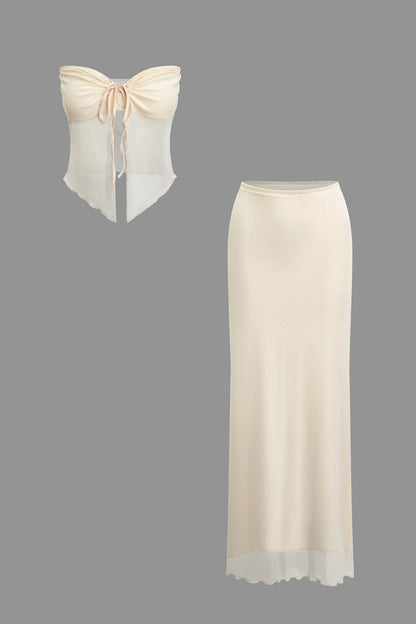 Damen Zweiteiler Set Bandeau-Oberteil Maxirock Sommer - Norvielle