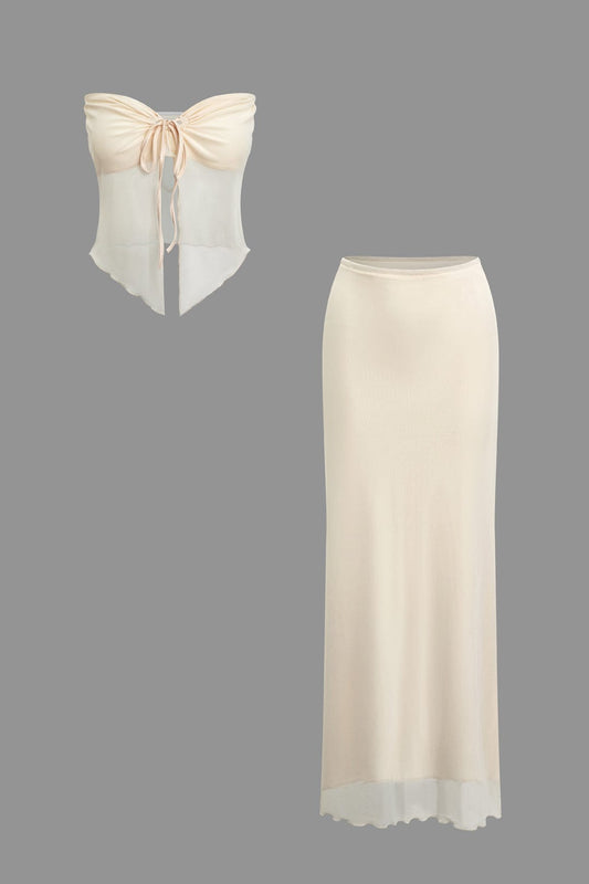 Damen Zweiteiler Set Bandeau-Oberteil Maxirock Sommer - Norvielle