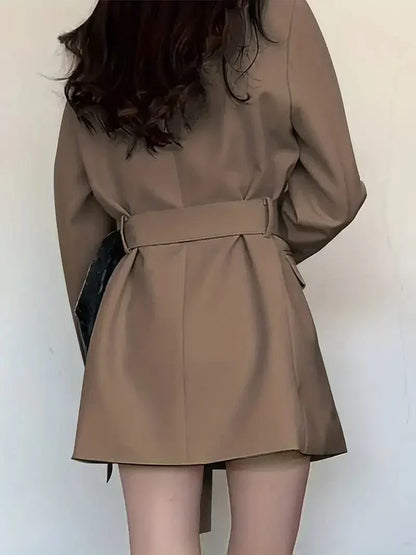 Norvielle Damen Blazer Kleid Taillierte Passform Mini Länge