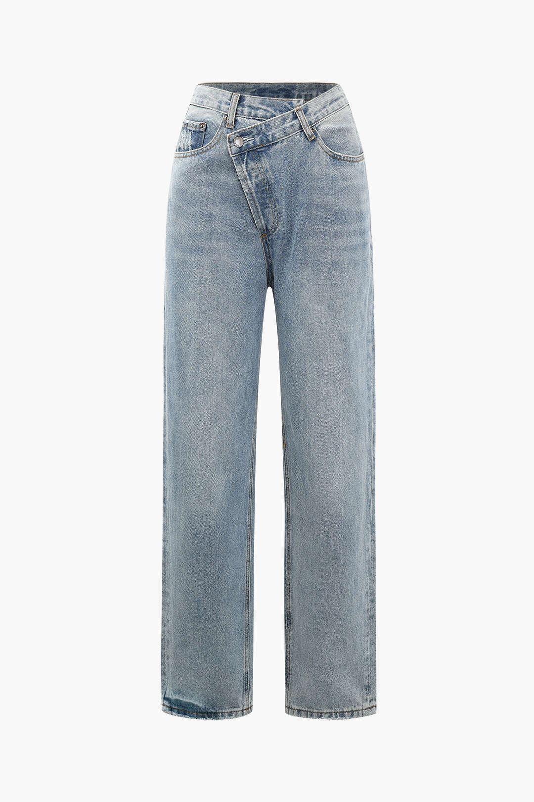 Damen Jeans Asymmetrischer Bund Trendy Frauenjeans - Norvielle