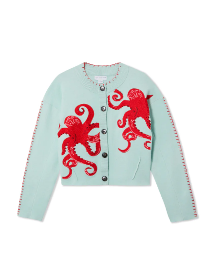 Herren Strickjacke Oktopus Motiv Kontrast - Norvielle