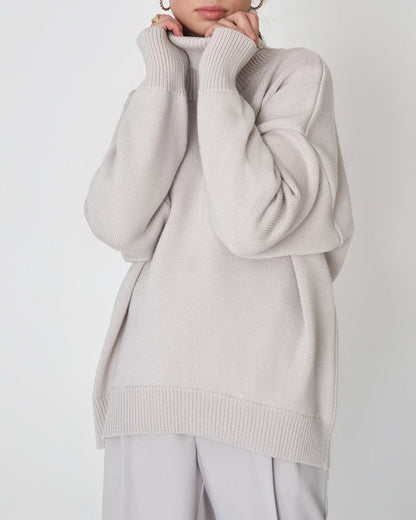 Damen Oversize Pullover Groß Lässig High Neck