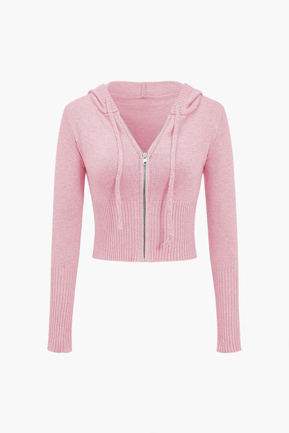 Strick-Set Damen Kapuzenjacke Schlaghose Warm