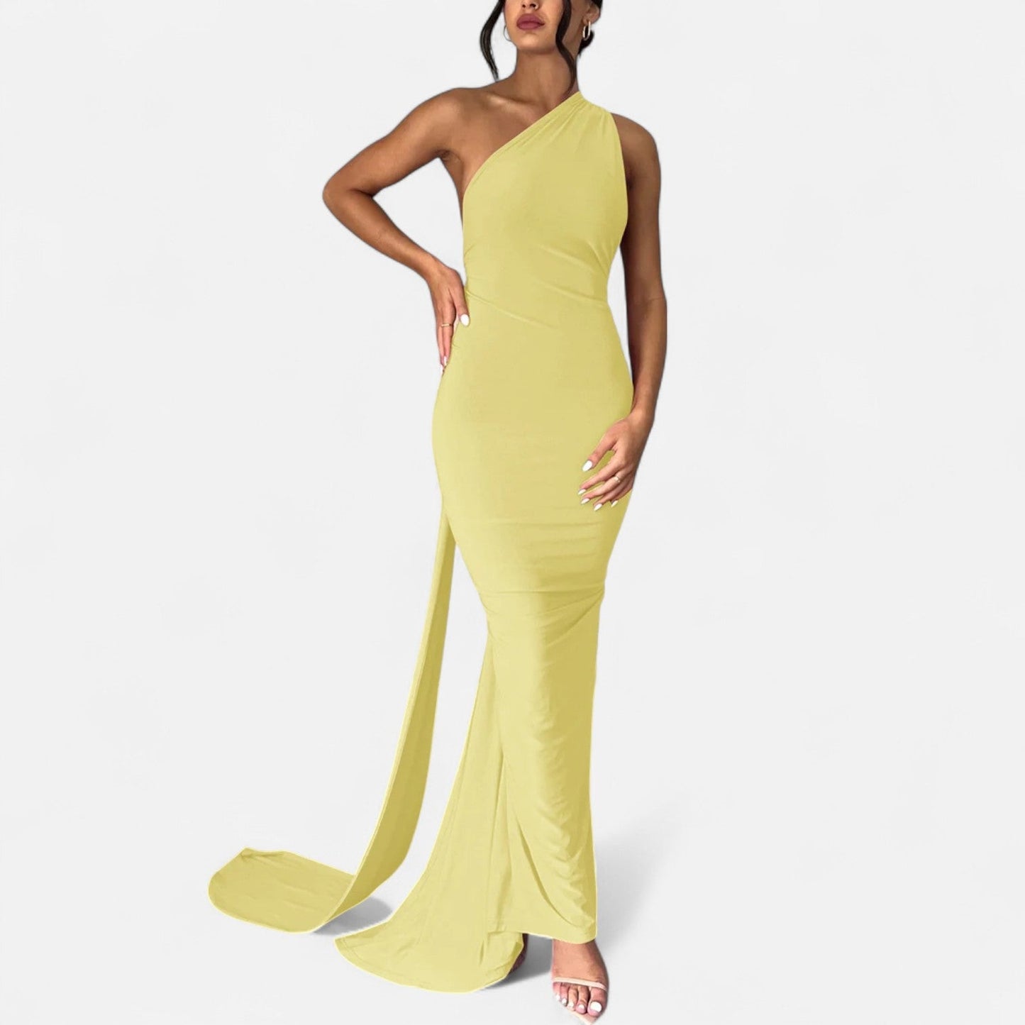 Damen Neckholder Maxikleid Ein Schulter Sommerkleid