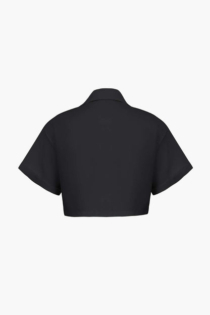 Damen Kurzarmshirt Crop Modern mit Kragen