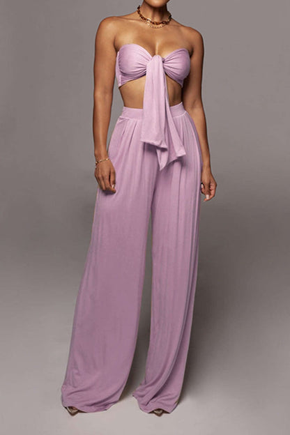 Damen Zweiteiler Set Schleifen Bikinihose Elegantes Design