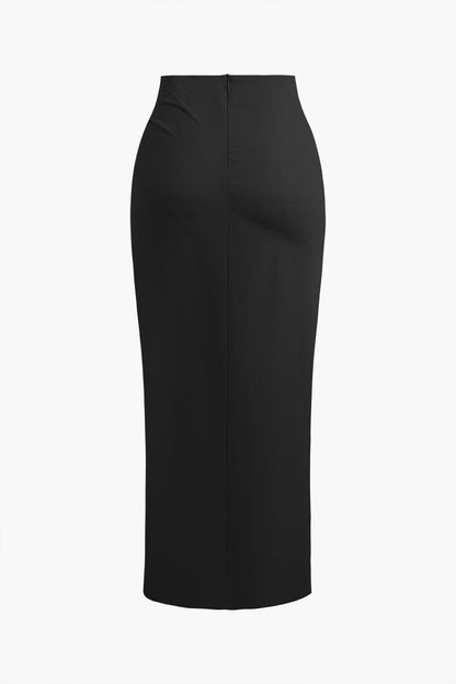 Fridoline Damen Midirock Wickelrock Hochgeschlitzt