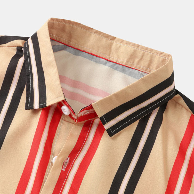 Herren Kurzarmhemd Retro-Druck Gesteift Modern