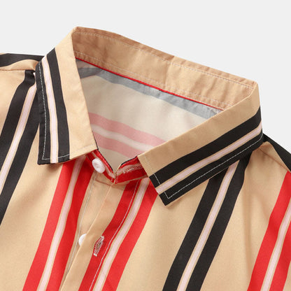 Herren Kurzarmhemd Retro-Druck Gesteift Modern