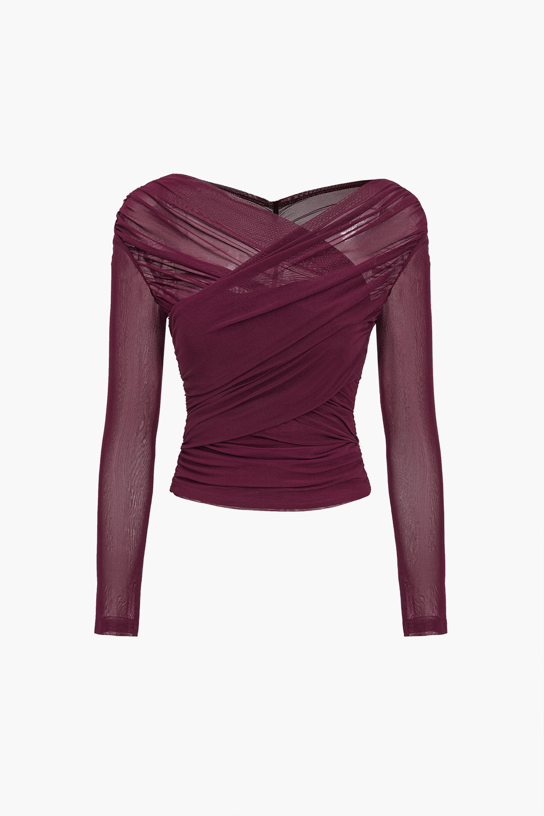Damen Langarm Mesh Rüschen