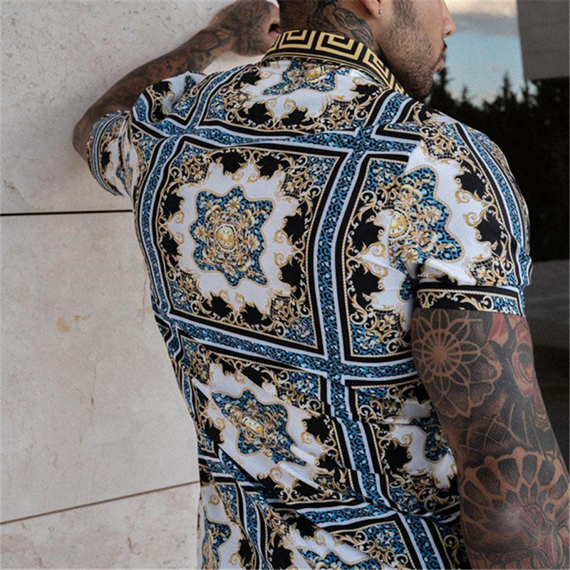 Herren Kurzarmhemd Relaxed Fit Print