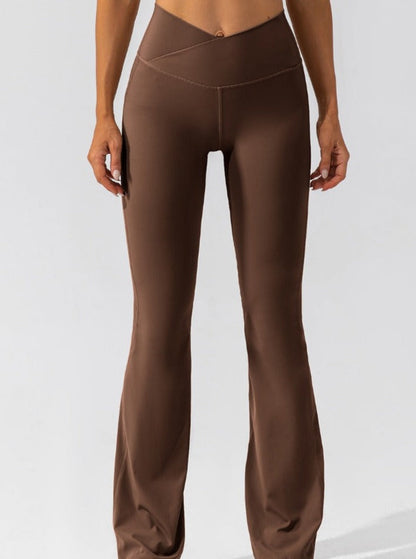Hohe Taille Damen Flare Leggings Crossover Bund Komfort