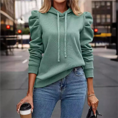Damen Hoodie Rüschensäumen Glamour Style