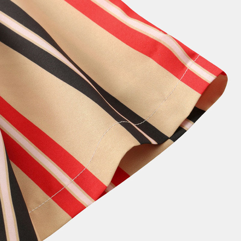 Herren Kurzarmhemd Retro-Druck Gesteift Modern