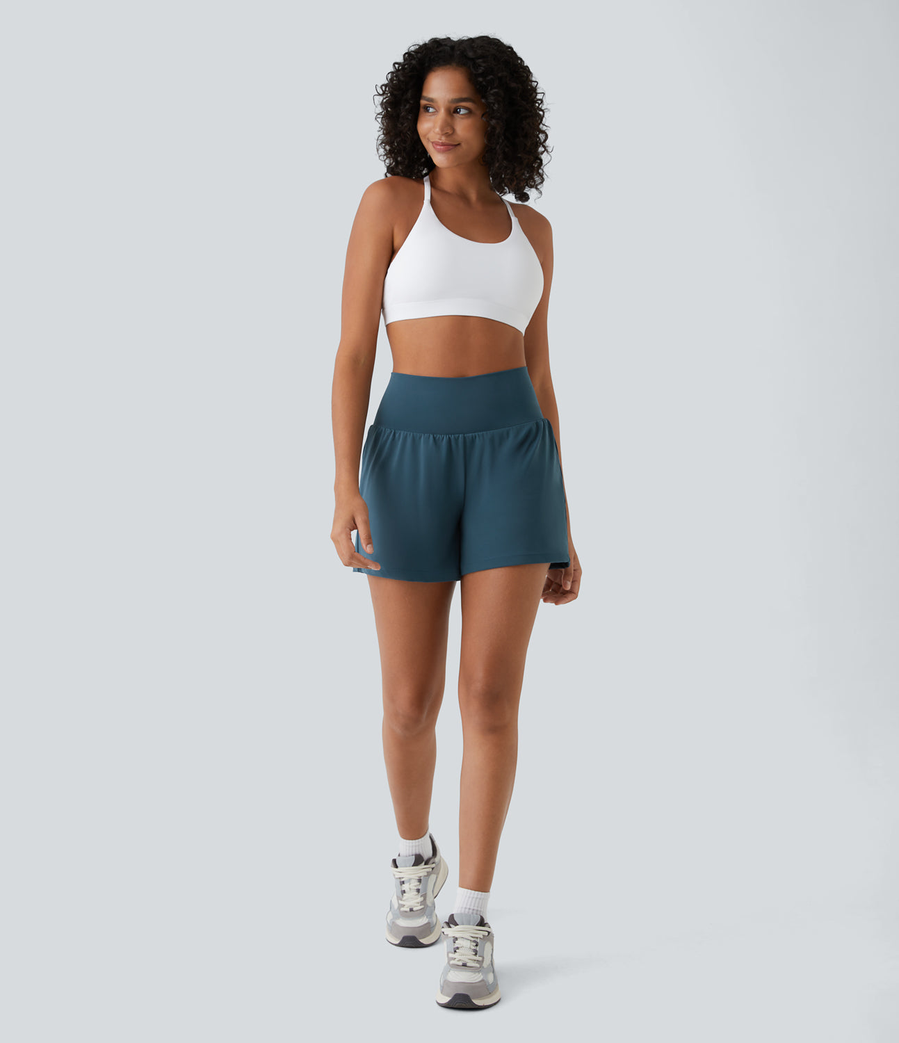 Damen Sportshorts Hohe Taille Mit Taschen - Norvielle