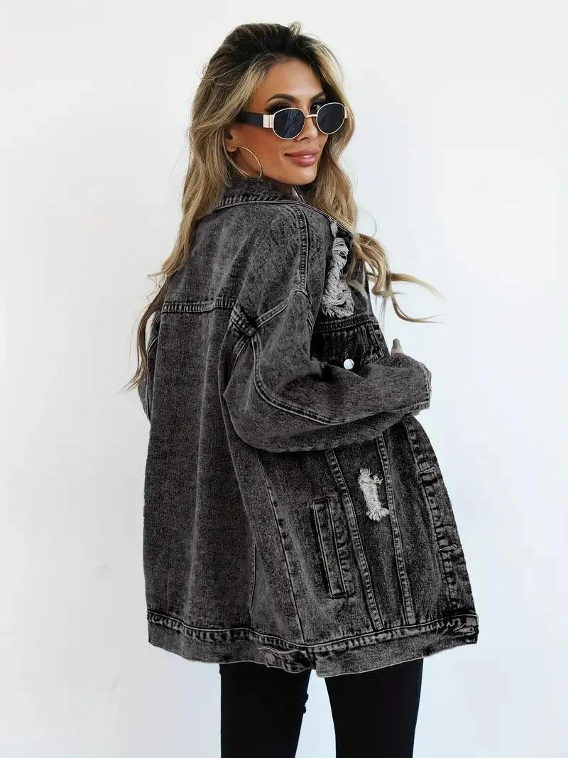 Damen Oversized Jeansjacke Groß Trendy