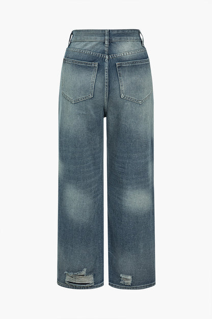 Damen Retro Jeans Vintage Knopffly Stil