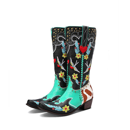Damen Westernstiefel Stilvoll Leder Braun - Norvielle
