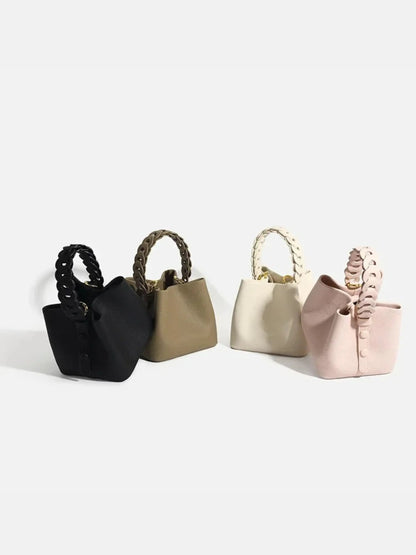 Elegante Damenhandtasche Geflochtener Henkel Strukturiert